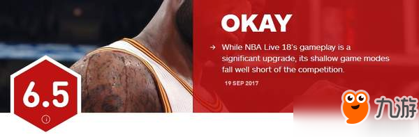 《NBA Live 18》IGN 6.5分差评 容易上手，但欠缺深度