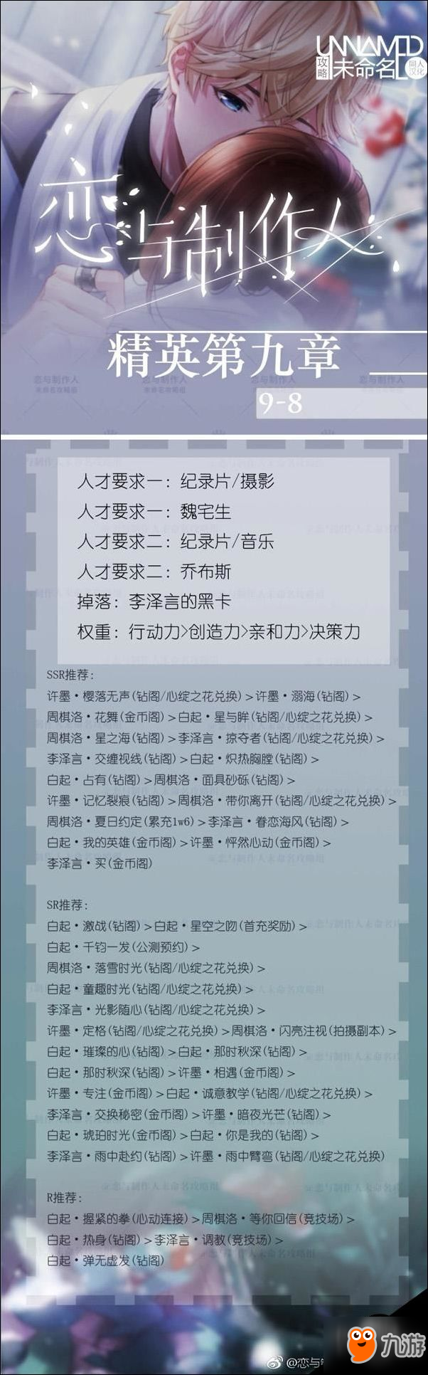 戀與制作人精英副本第九章通關(guān)攻略匯總