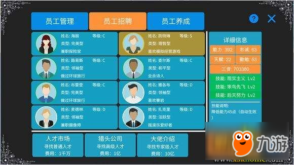 《手機(jī)帝國(guó)》手游員工匹配表