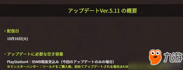 PS4版《怪物獵人世界》最新更新 以修復(fù)各種BUG為主