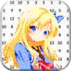 Pixel Art Manga Girls: Color by Number