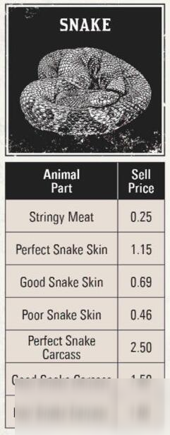 《荒野大镖客2》全打猎动物素材种类价钱图鉴攻略