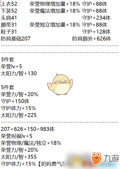 《DNF》95版本奶裝屬性分析