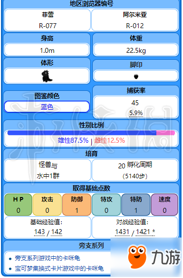 《精靈寶可夢皮卡丘》卡咪龜招式+屬性介紹 卡咪龜圖鑒一覽