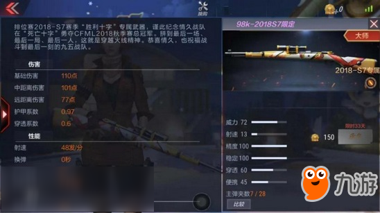 CF手游98K-2018S7限定浅析 胜利十字的荣耀-98K
