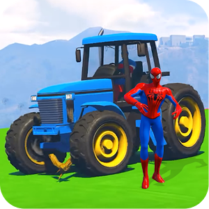 Superheroes Tractor Stunt Racing Games