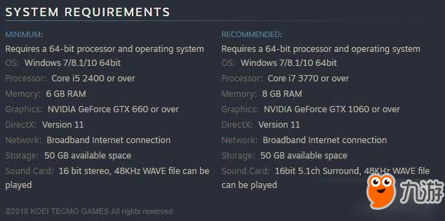 《真三國無雙8》PC版配置要求公布 GTX 660即可暢玩