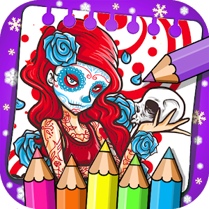 Coloring Sugar Skull Mexican Day of The Dead Color