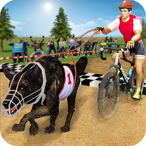 Dog Bikejoring: Bicycle Rider & K9 Dog Racing Game