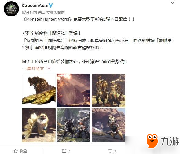 《怪物猎人世界》大型更新第二弹 “烂辉龙”限时开放