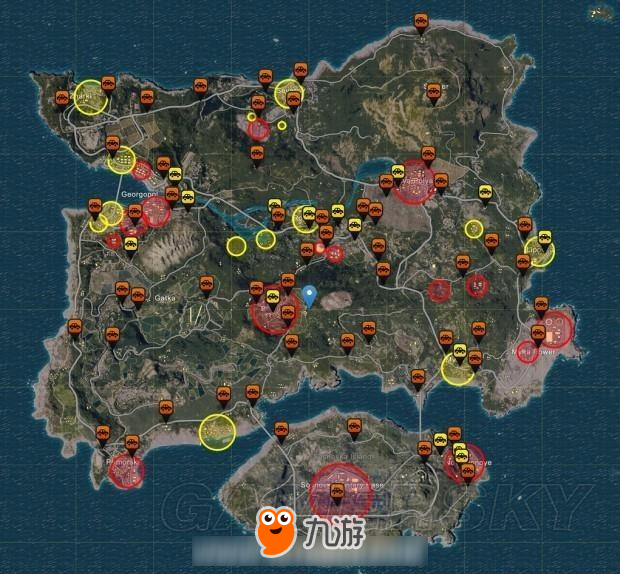 绝地求生资源点总结：刷车点、物资点地图详解！