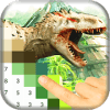Pixel Color By Number: Jurassic Dinosaur Pixel Art