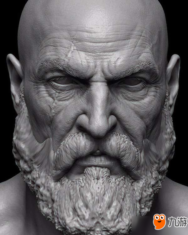 《战神4》艺术总监公布3D建模图 奎爷没胡子更显凶悍