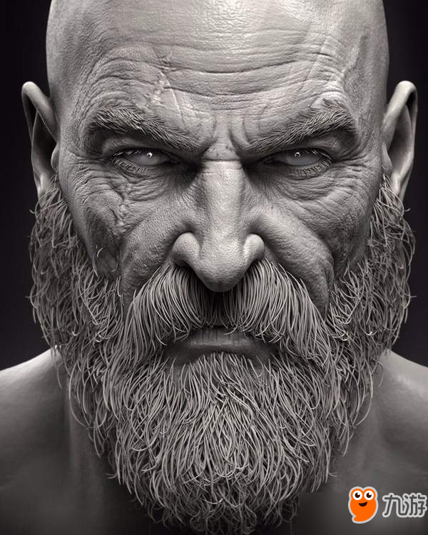 《战神4》艺术总监公布3D建模图 奎爷没胡子更显凶悍
