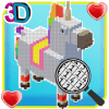 Unicorn 3D Build and color by number game