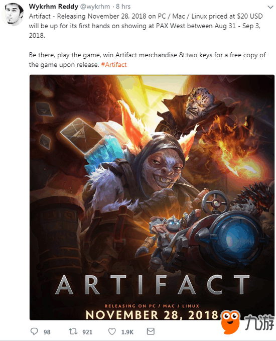 《Artifact》2018年秋季Steam发售 手游版2019年推出