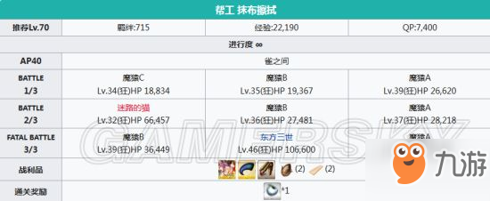 FGO閻魔亭繁榮記周回本材料掉落表