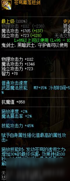 《DNF》黑暗武士95SS武器推薦