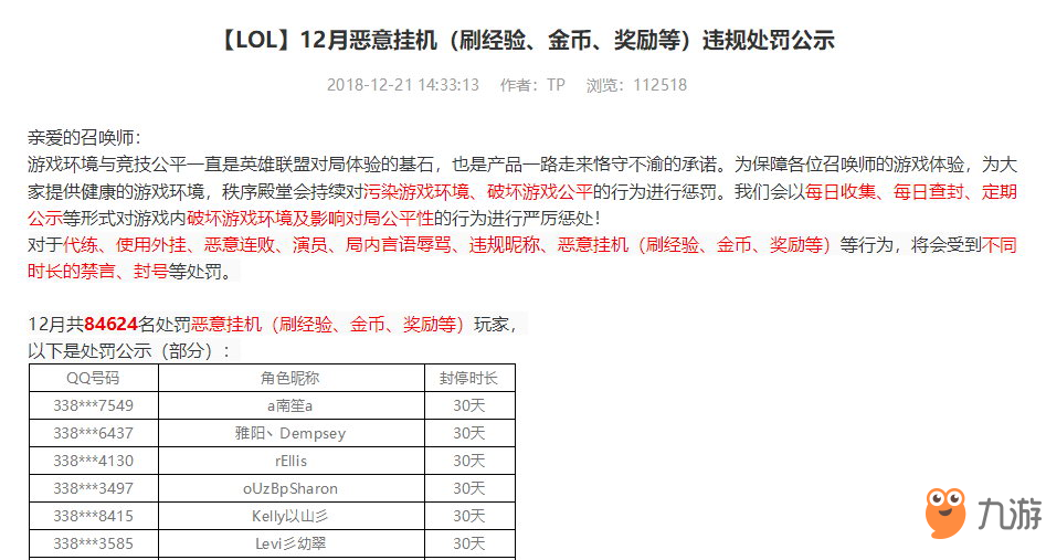 《英雄联盟》三个月封停26.7万违规玩家 代练超过13万名