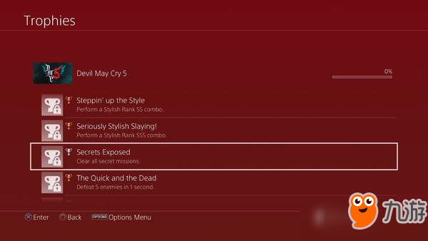 《鬼泣5》PS4版全奖杯列表曝光 共49个，需狂刷红魂