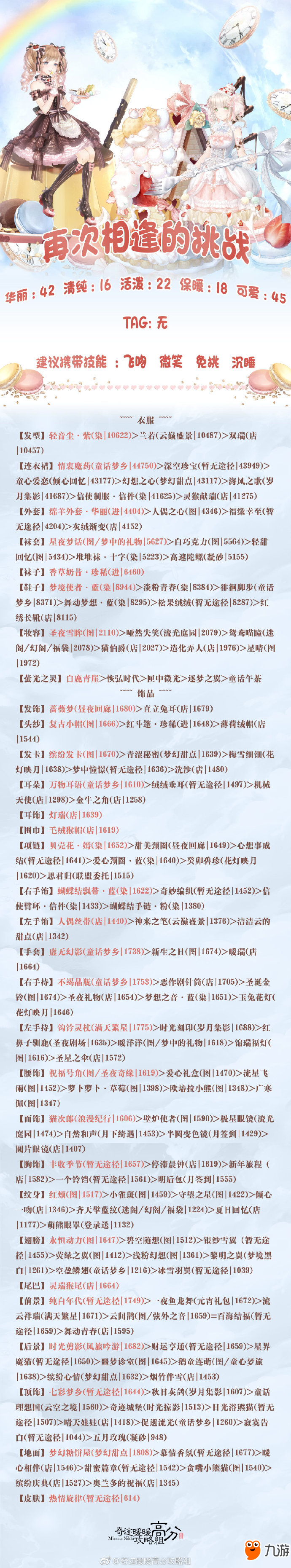 奇跡暖暖再次相逢的挑戰(zhàn)攻略 再次相逢的挑戰(zhàn)衣服飾品搭配攻略