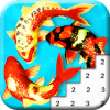 Color By Number Koi Fish Pixel Art Game