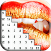 Coloring Book Love Kiss Lips Pixel Art