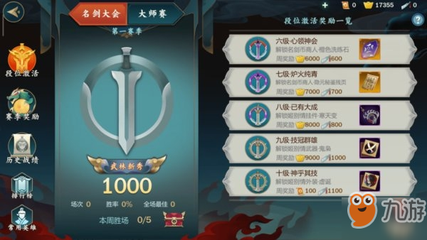 剑网3指尖江湖名剑大会段位奖励有哪些