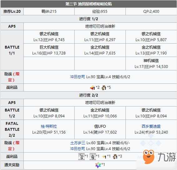 FGO明治維新復(fù)刻第三節(jié)配置攻略 主線本配置掉落介紹