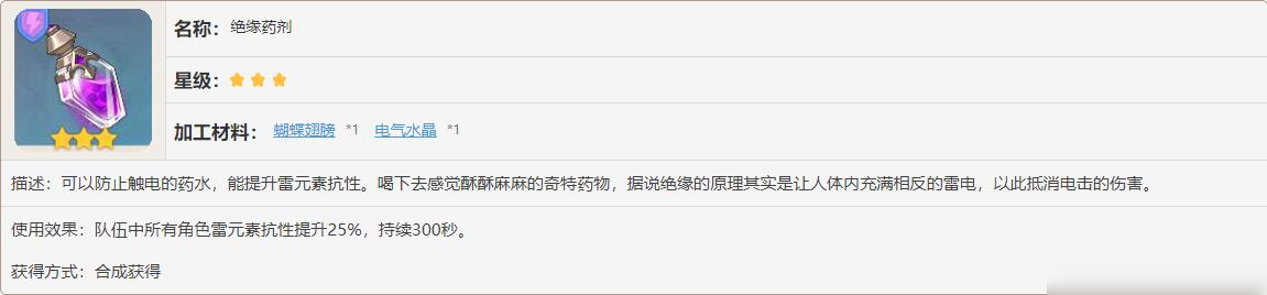 原神绝缘药剂有什么效果