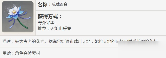 原神琉璃百合有什么用