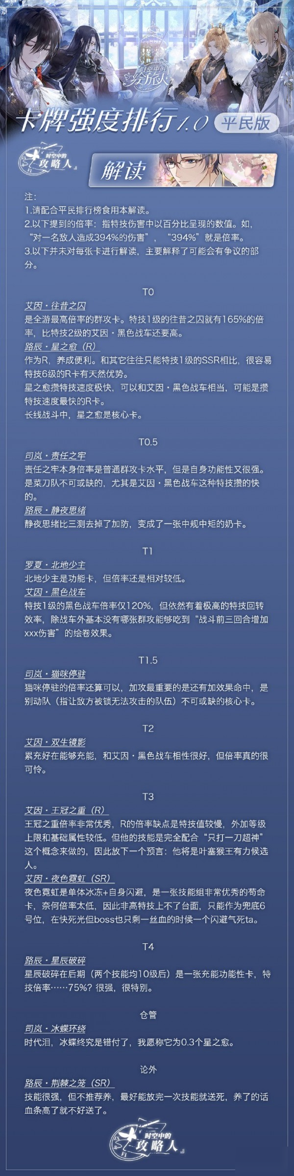 时空中的绘旅人卡牌节奏榜-强度排行榜
