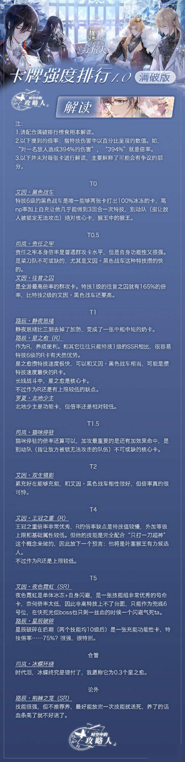 时空中的绘旅人卡牌节奏榜-强度排行榜