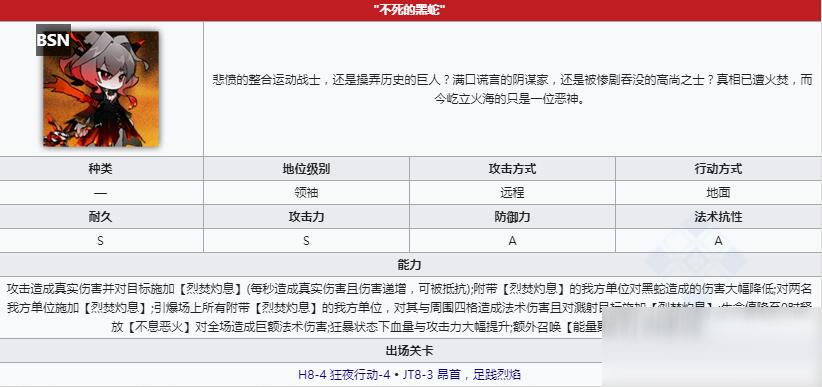 《明日方舟》领袖不死的黑蛇介绍