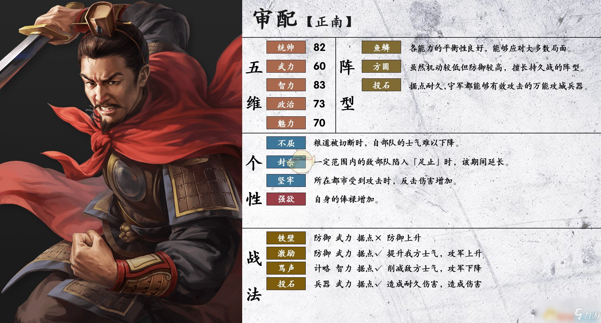 《三国志14》审配属性个性一览