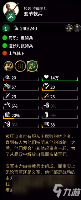 《全面戰(zhàn)爭：三國》變節(jié)戟兵屬性分析