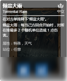 《巫师之昆特牌》【倾盆大雨】天气卡牌详解