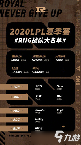 RNG2020LPL夏季賽大名單