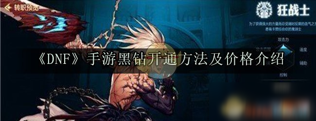 《DNF》手游黑鉆開(kāi)通方法及價(jià)格介紹