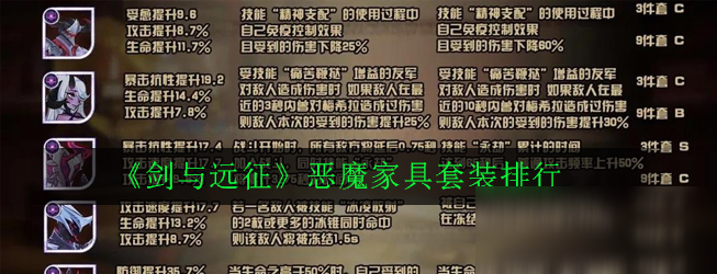 《剑与远征》恶魔家具套装排行