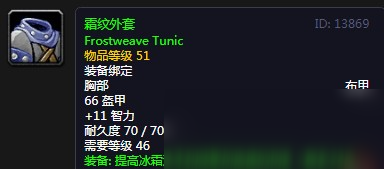 《魔兽世界》怀旧服霜纹外套介绍