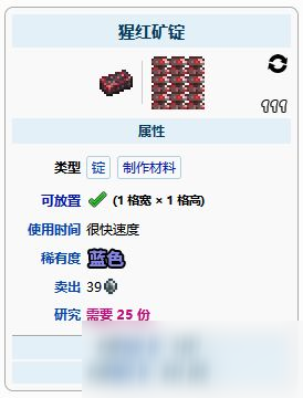 泰拉瑞亚猩红矿锭有什么用