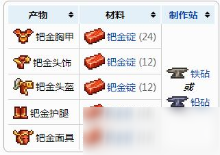 泰拉瑞亚钯金头盔怎么制作