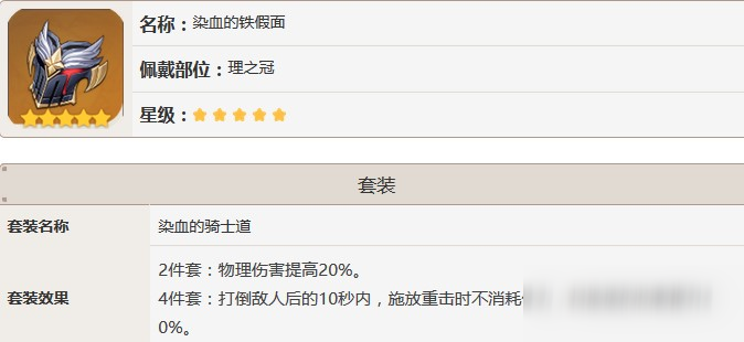 原神染血的騎士道套裝屬性
