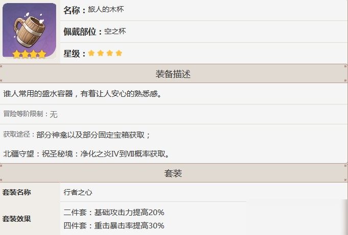 原神 旅人的木杯如何获取属性图鉴分享 九游手机游戏