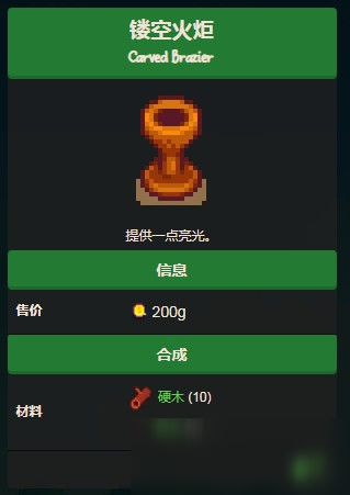星露谷物语镂空火炬怎么合成