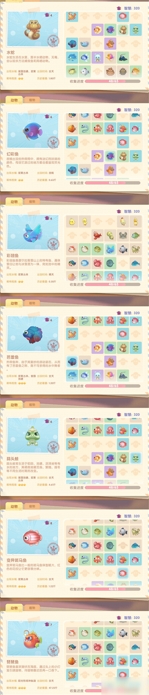 摩尔庄园鱼类图鉴大全 钓鱼必看鱼种攻略
