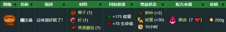 星露谷物语椰汁汤配方在哪
