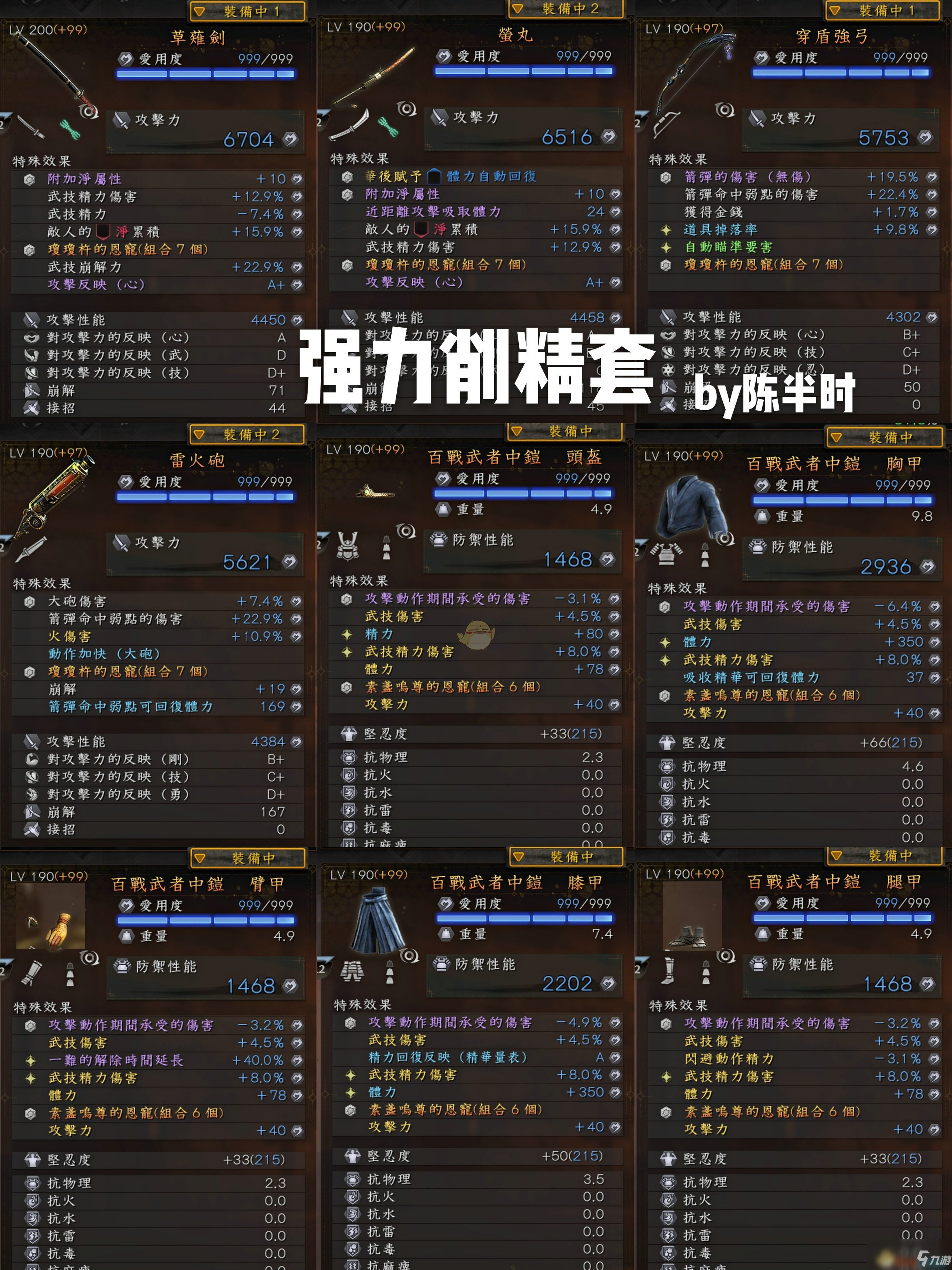 《仁王2》武士流强力削精套毕业配装指南